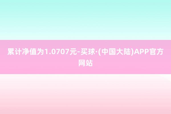 累计净值为1.0707元-买球·(中国大陆)APP官方网站