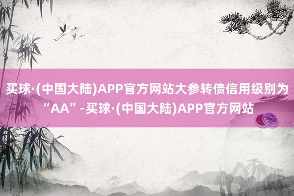 买球·(中国大陆)APP官方网站大参转债信用级别为“AA”-买球·(中国大陆)APP官方网站