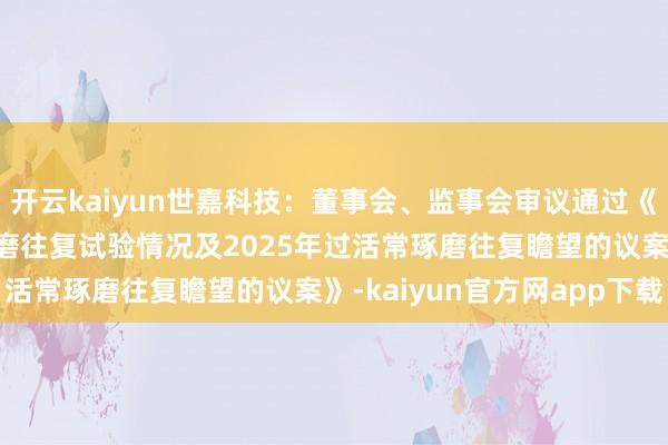开云kaiyun世嘉科技：董事会、监事会审议通过《对于2024年过活常琢磨往复试验情况及2025年过活常琢磨往复瞻望的议案》-kaiyun官方网app下载